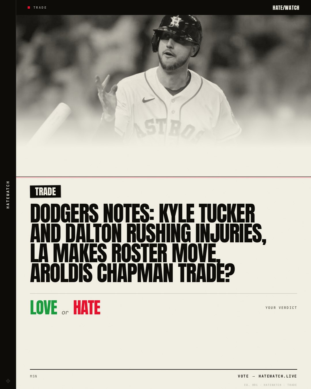 Dodgers notes: Kyle Tucker and Dalton Rushing injuries, LA makes roster move, Aroldis Chapman trade?