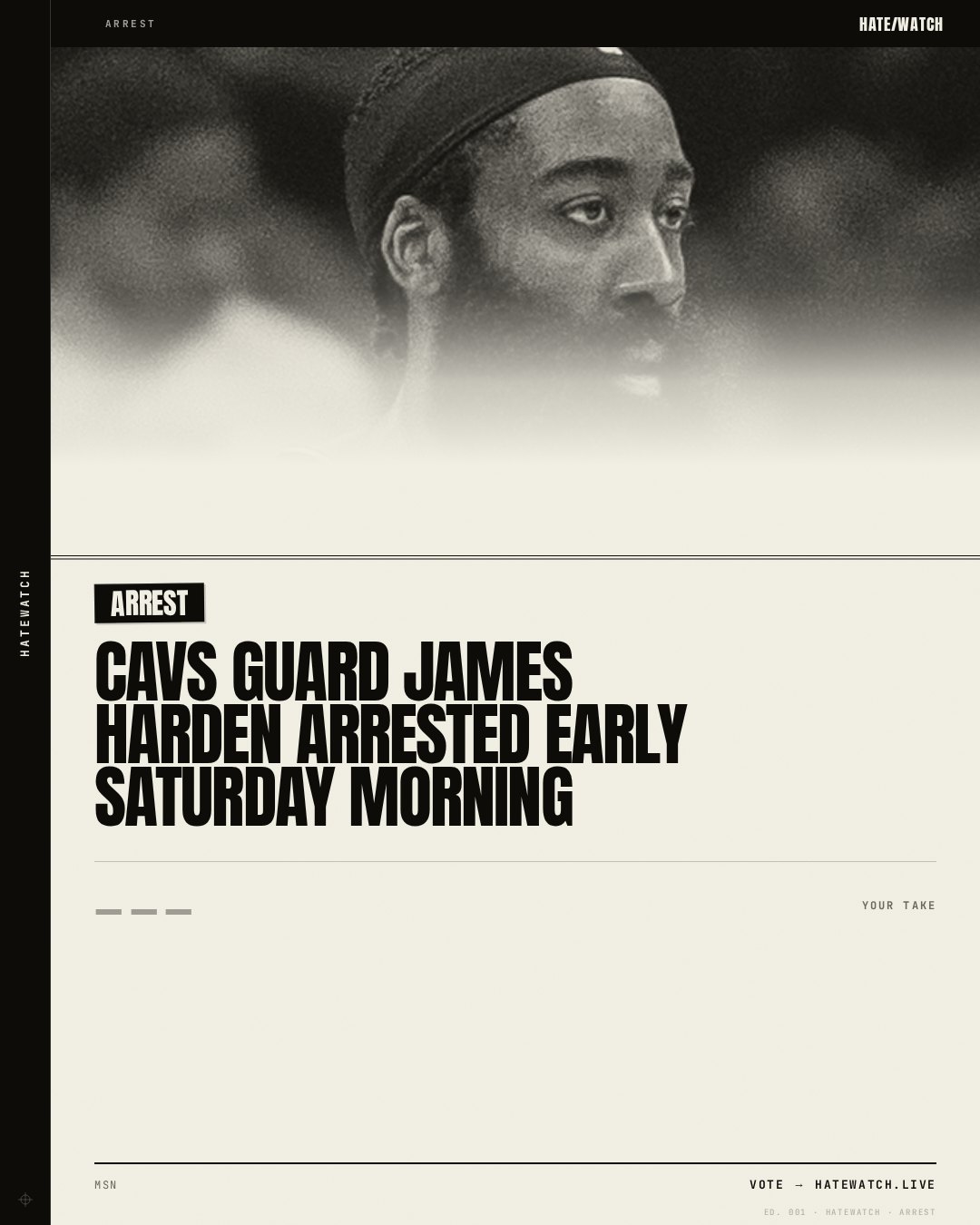 Cavs guard James Harden arrested early Saturday morning
