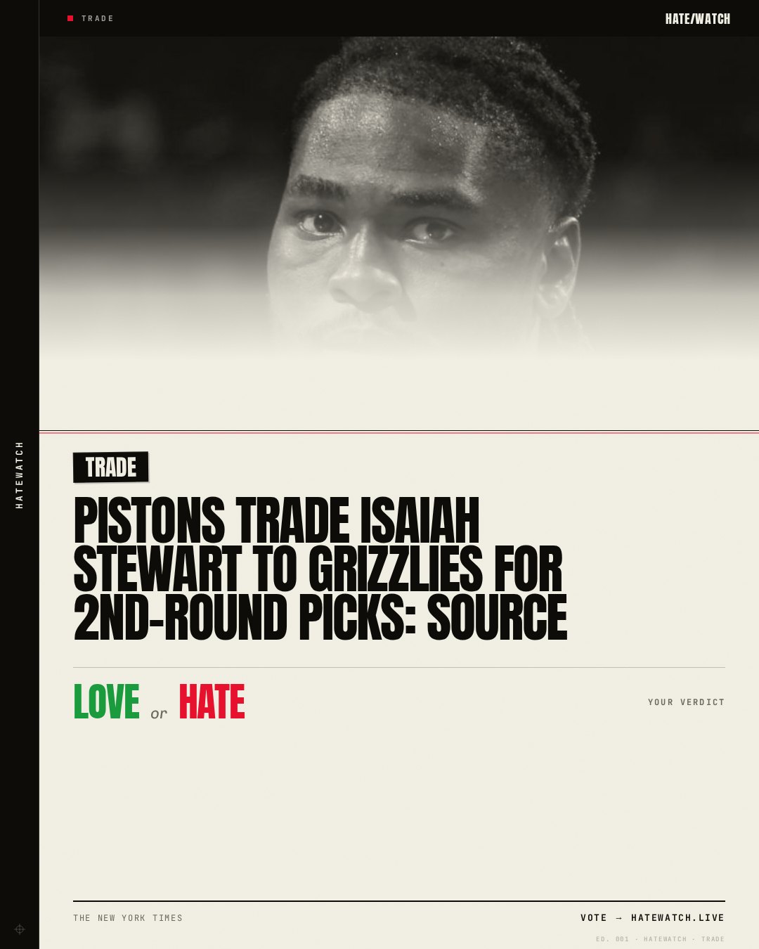Pistons trade Isaiah Stewart to Grizzlies for 2nd-round picks: Source