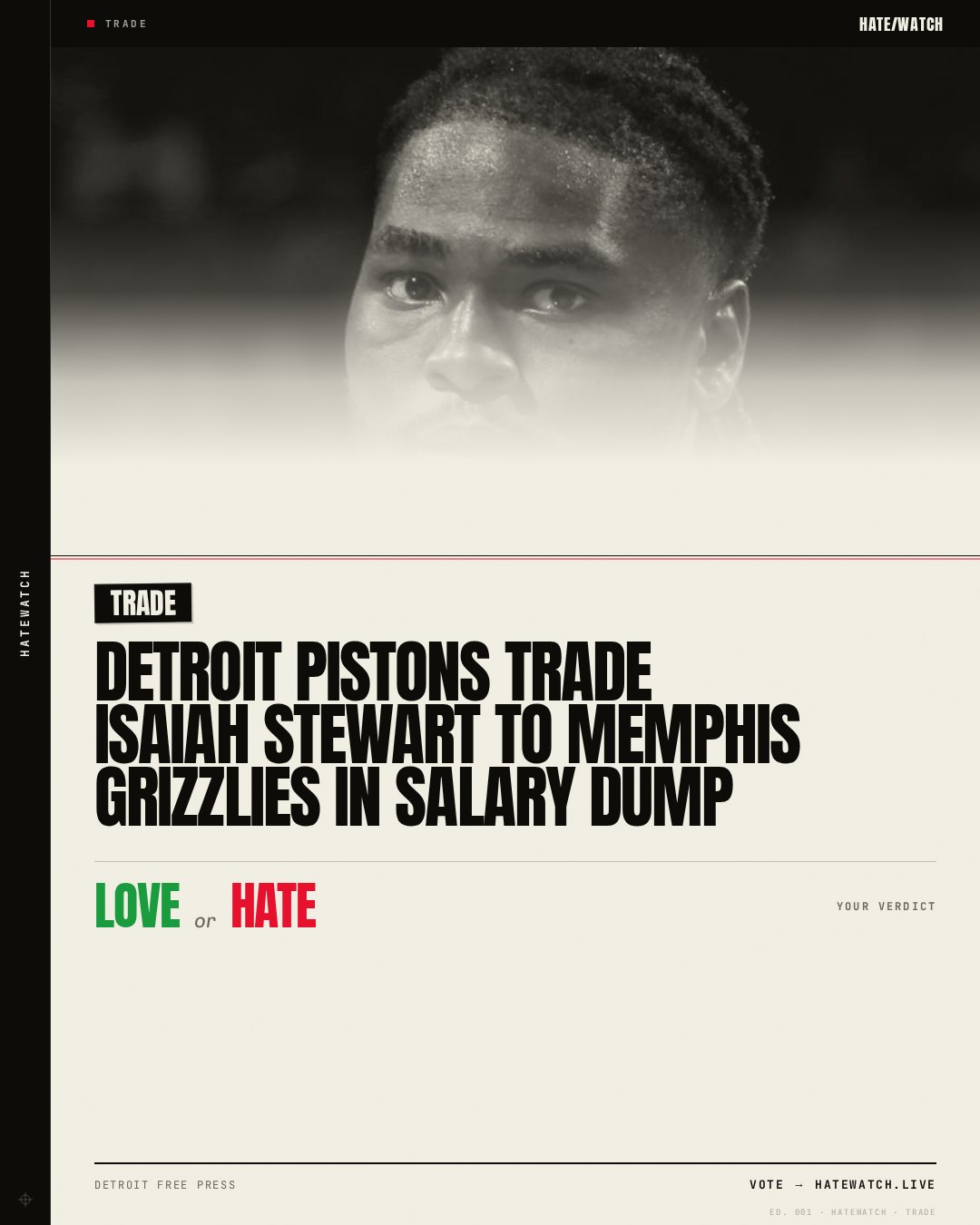 Detroit Pistons trade Isaiah Stewart to Memphis Grizzlies in salary dump