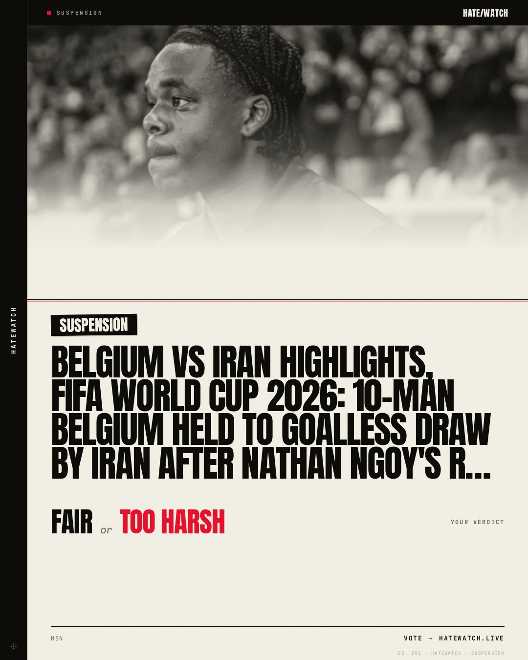 Belgium vs Iran highlights, FIFA World Cup 2026: 10-man Belgium held to goalless draw by Iran after Nathan Ngoy's red card