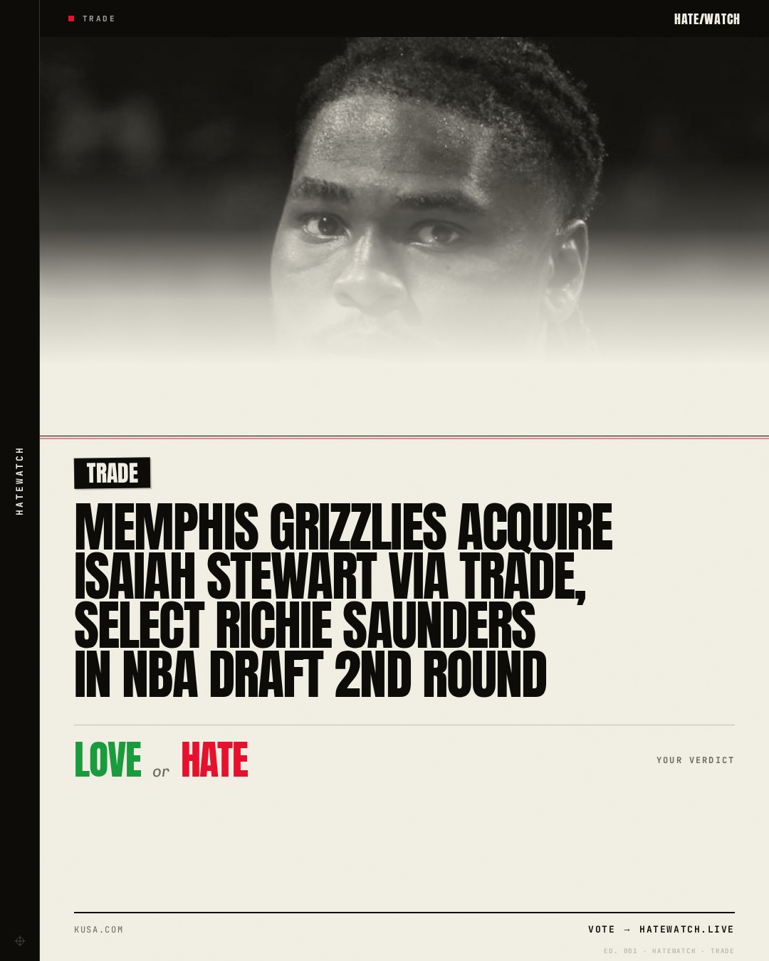 Memphis Grizzlies acquire Isaiah Stewart via trade, select Richie Saunders in NBA Draft 2nd round