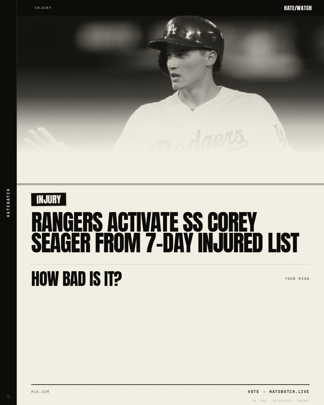 Rangers Activate SS Corey Seager From 7-Day Injured List
