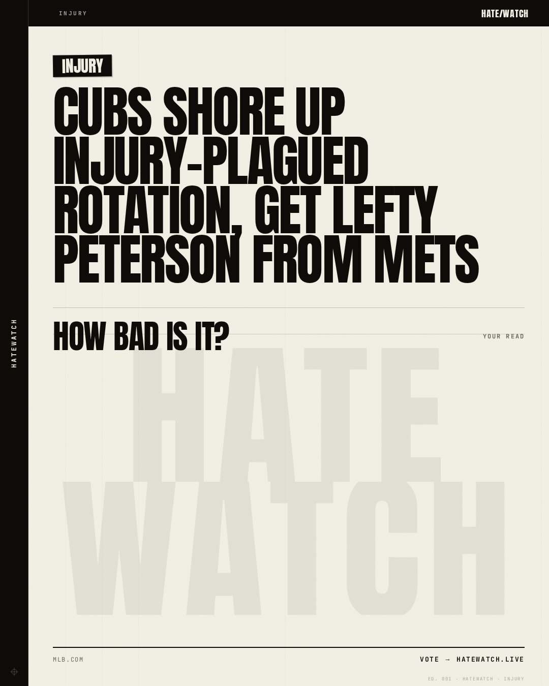 Cubs shore up injury-plagued rotation, get lefty Peterson from Mets