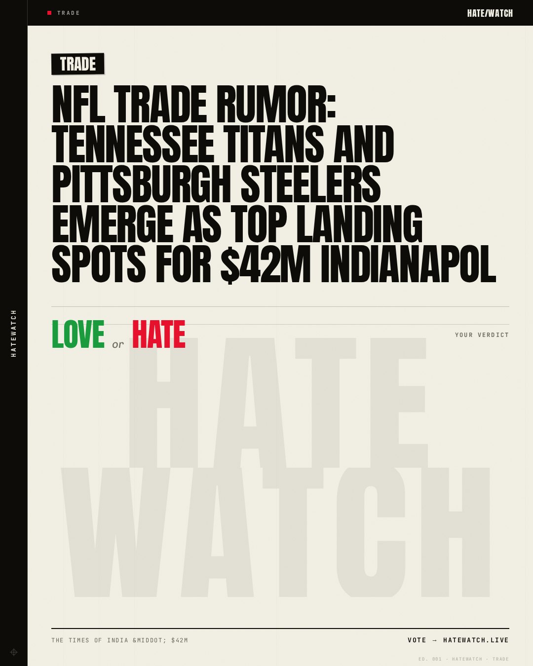 NFL Trade Rumor: Tennessee Titans and Pittsburgh Steelers emerge as top landing spots for $42M Indianapol