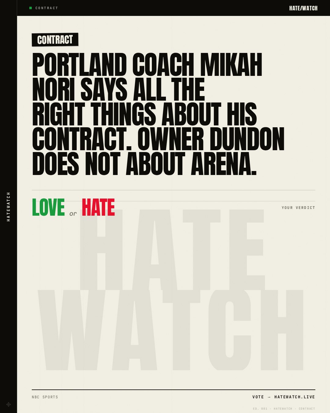 Portland coach Mikah Nori says all the right things about his contract. Owner Dundon does not about arena.