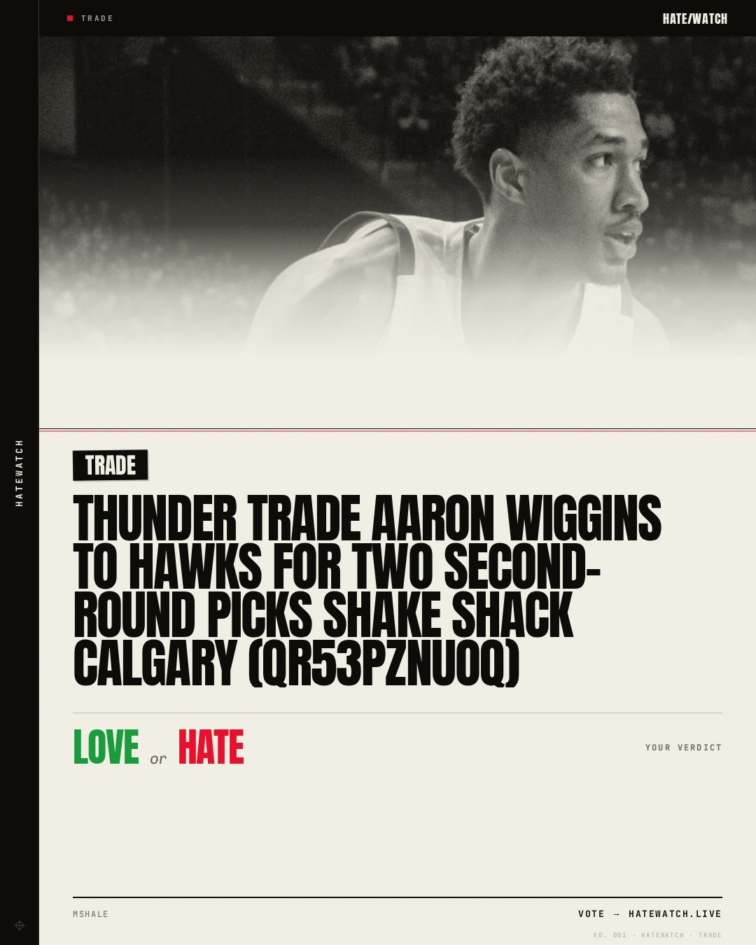 Thunder Trade Aaron Wiggins To Hawks For Two Second-Round Picks Shake Shack Calgary (QR53PzNUOQ)