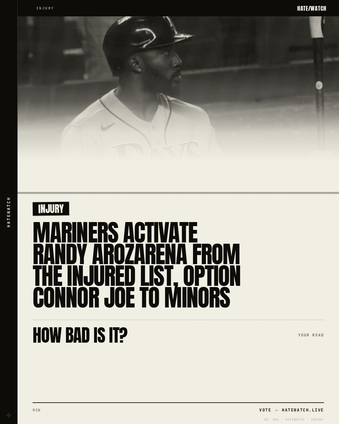 Mariners activate Randy Arozarena from the injured list, option Connor Joe to minors
