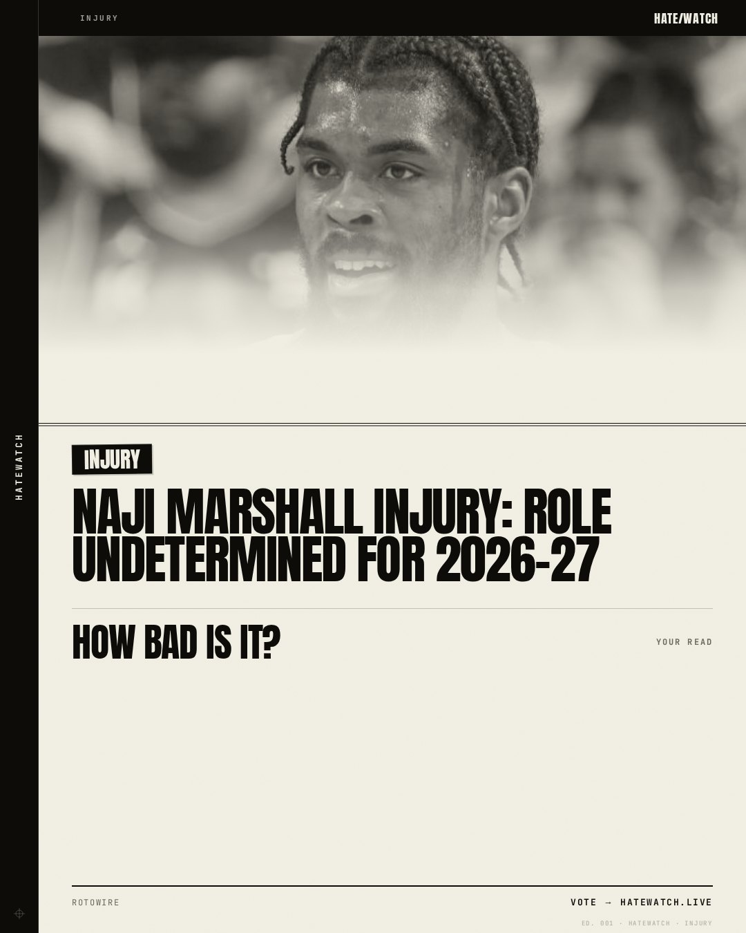 Naji Marshall Injury: Role undetermined for 2026-27