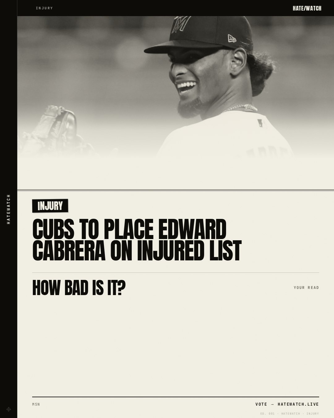 Cubs to place Edward Cabrera on injured list