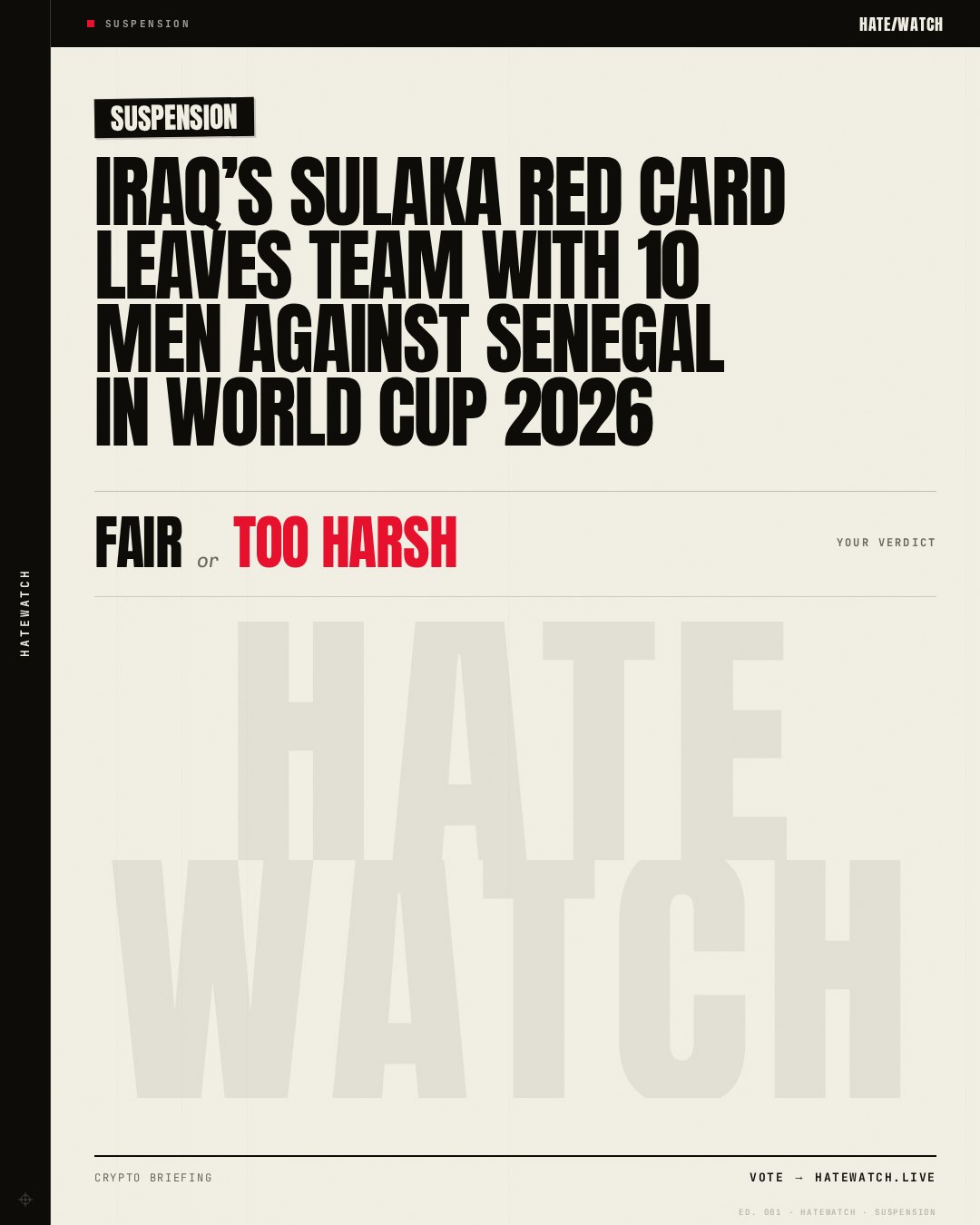 Iraq’s Sulaka red card leaves team with 10 men against Senegal in World Cup 2026