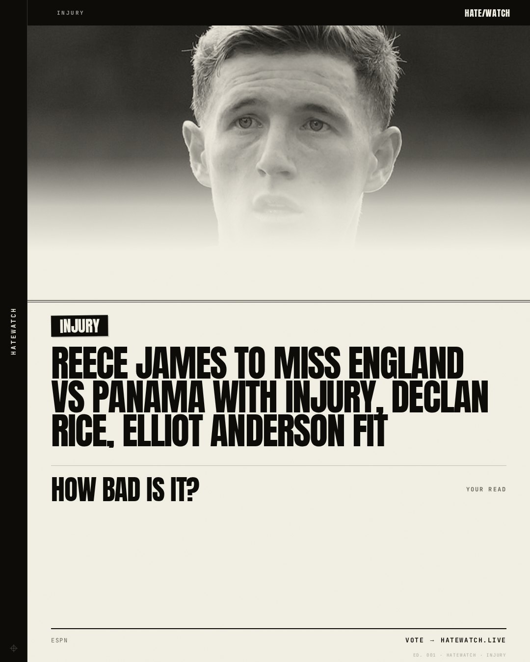 Reece James to miss England vs Panama with injury, Declan Rice, Elliot Anderson fit
