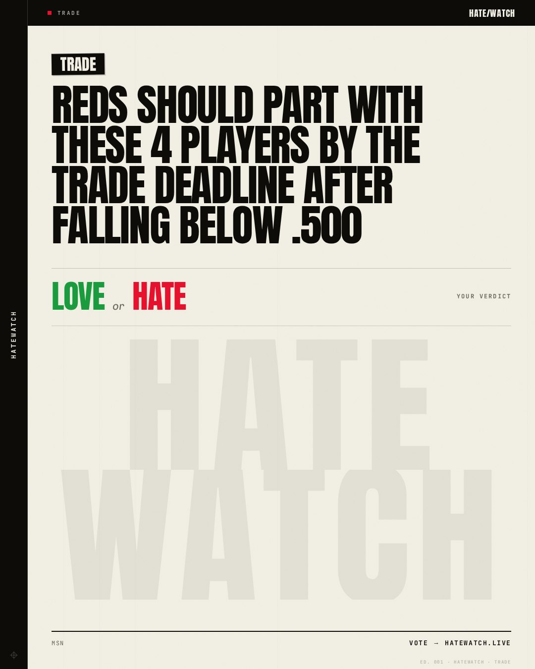 Reds should part with these 4 players by the trade deadline after falling below .500
