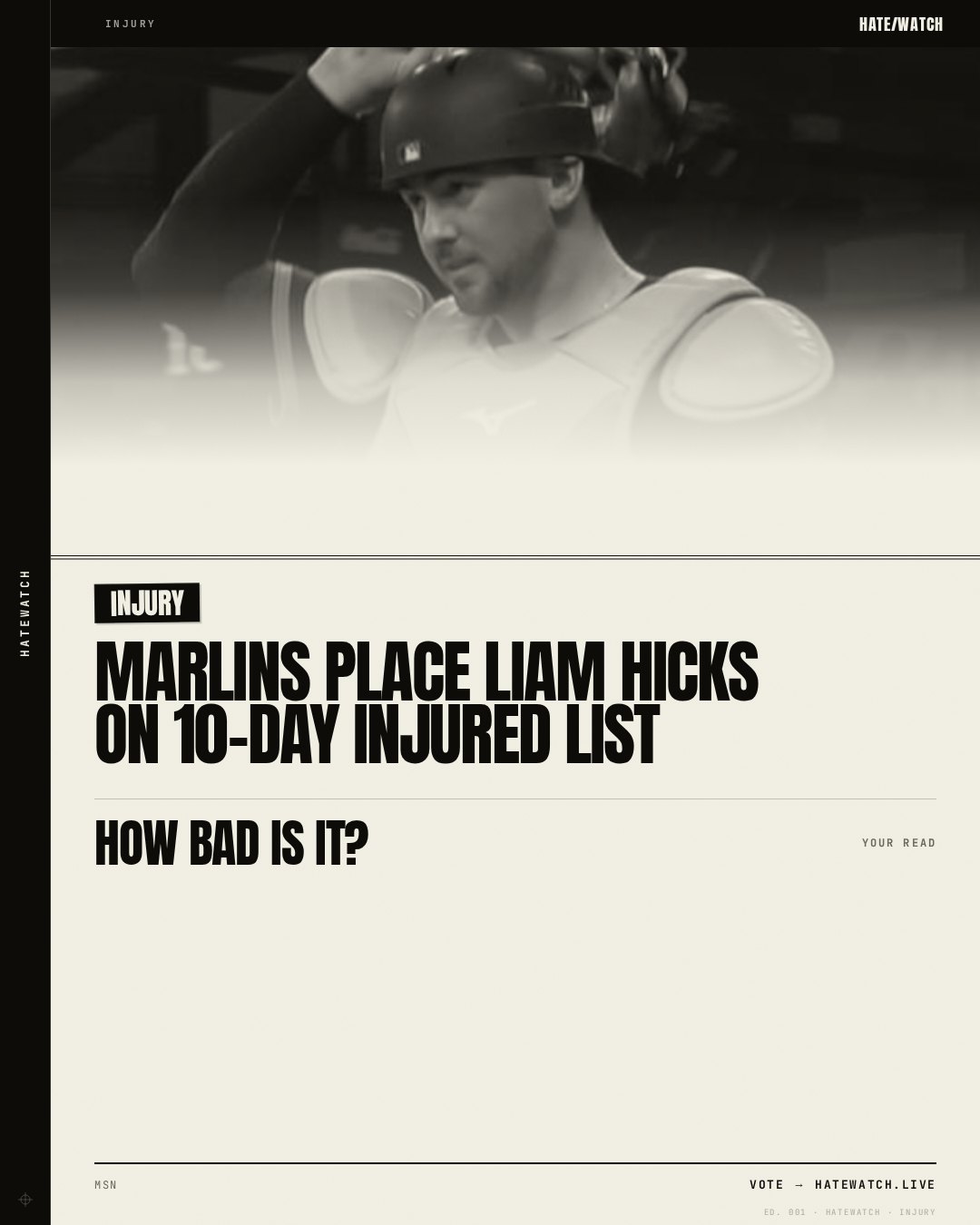 Marlins place Liam Hicks on 10-day injured list