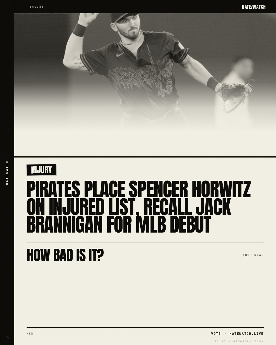 Pirates place Spencer Horwitz on injured list, recall Jack Brannigan for MLB debut