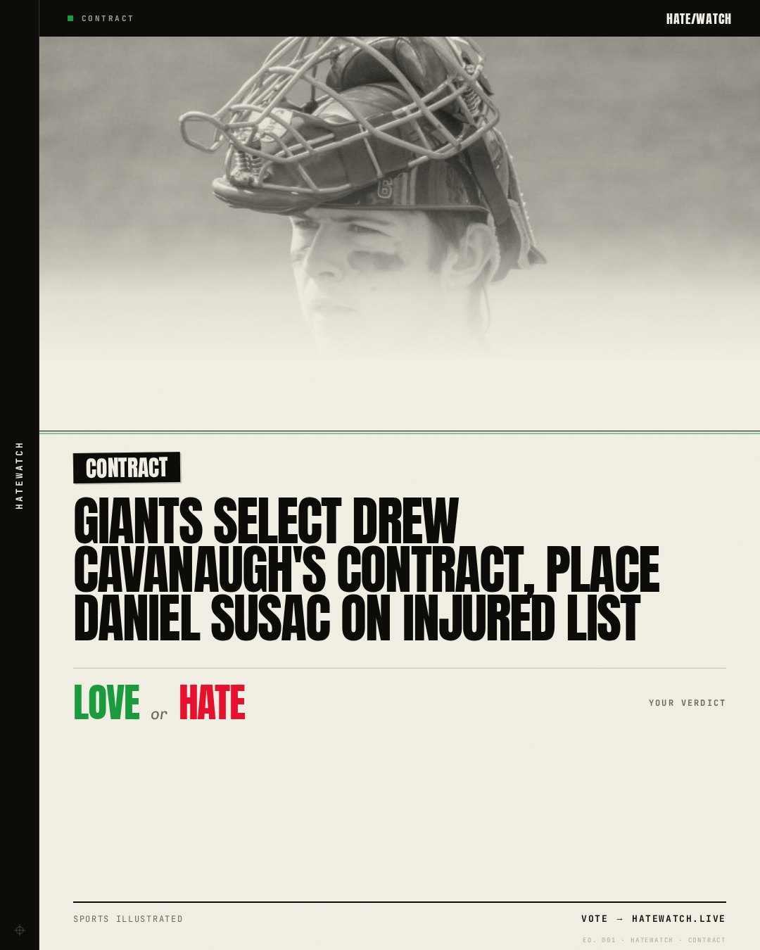 Giants Select Drew Cavanaugh's Contract, Place Daniel Susac on Injured List