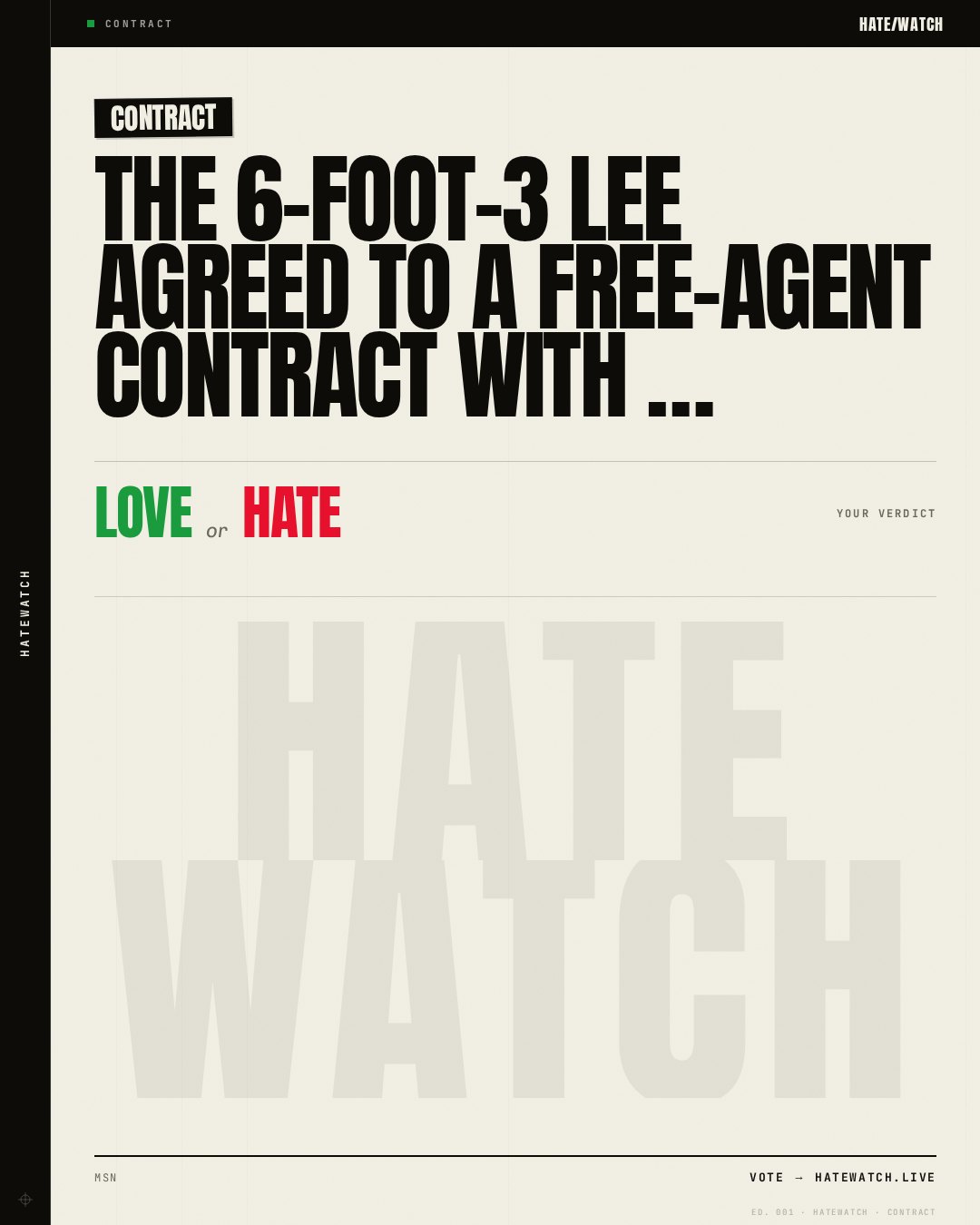 The 6-foot-3 Lee agreed to a free-agent contract with …