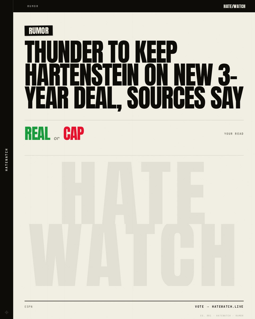 Thunder to keep Hartenstein on new 3-year deal, sources say