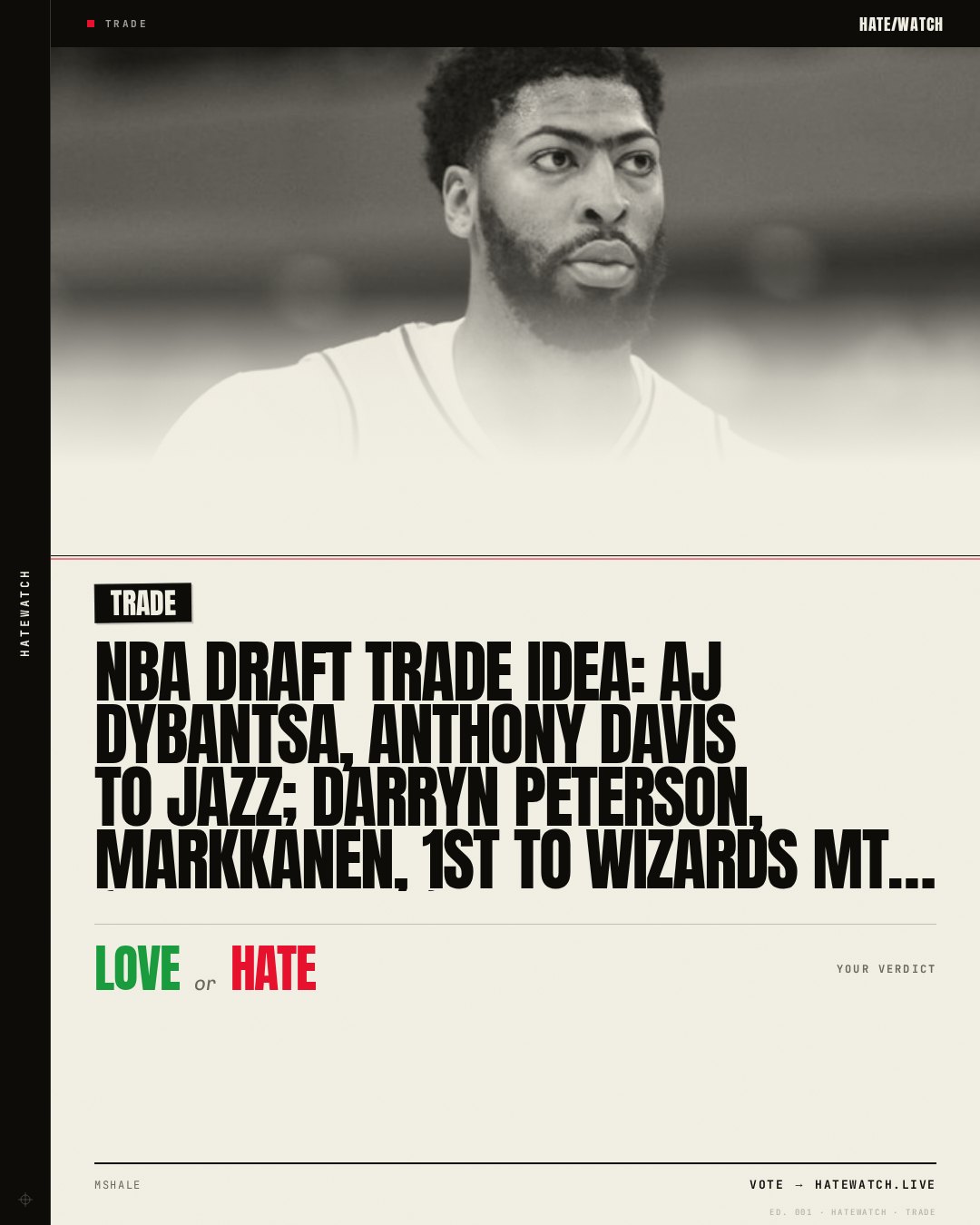 NBA Draft TRADE IDEA: AJ Dybantsa, Anthony Davis To Jazz; Darryn Peterson, Markkanen, 1st To Wizards Mtl (nUXdRAOjGV)