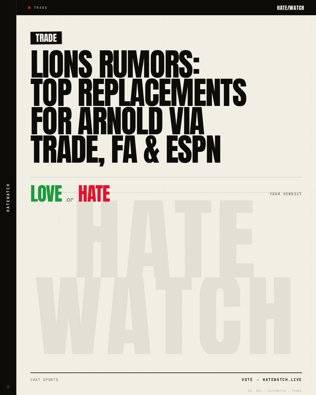 Lions Rumors: Top Replacements for Arnold via Trade, FA & ESPN