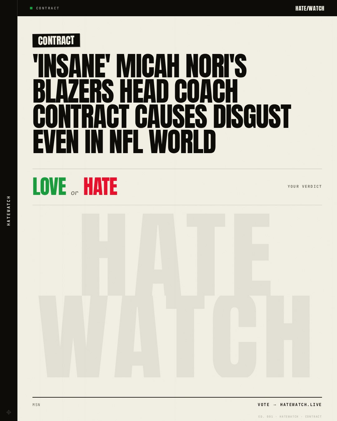 'Insane' Micah Nori's Blazers head coach contract causes disgust even in NFL world