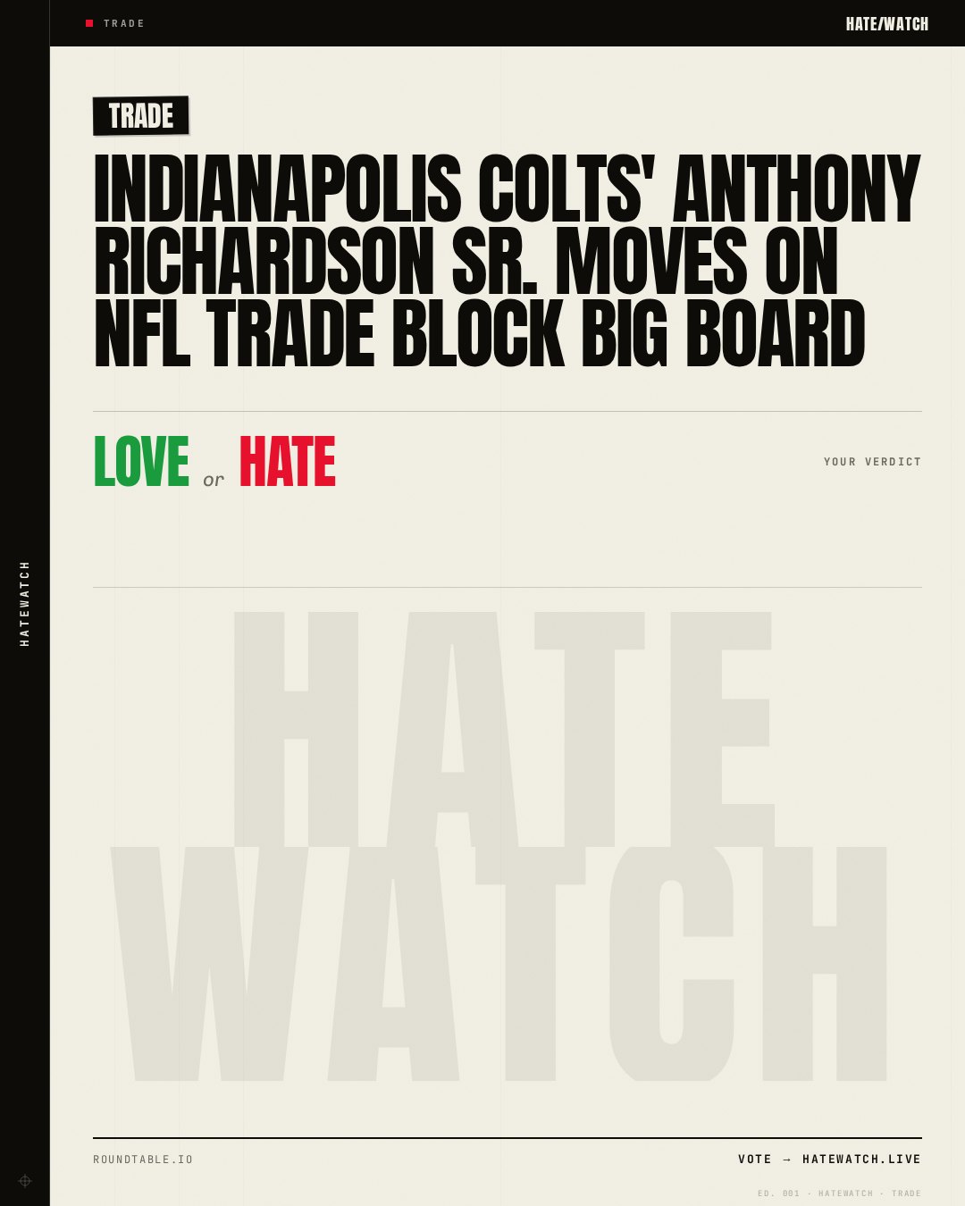 Indianapolis Colts' Anthony Richardson Sr. Moves On NFL Trade Block Big Board