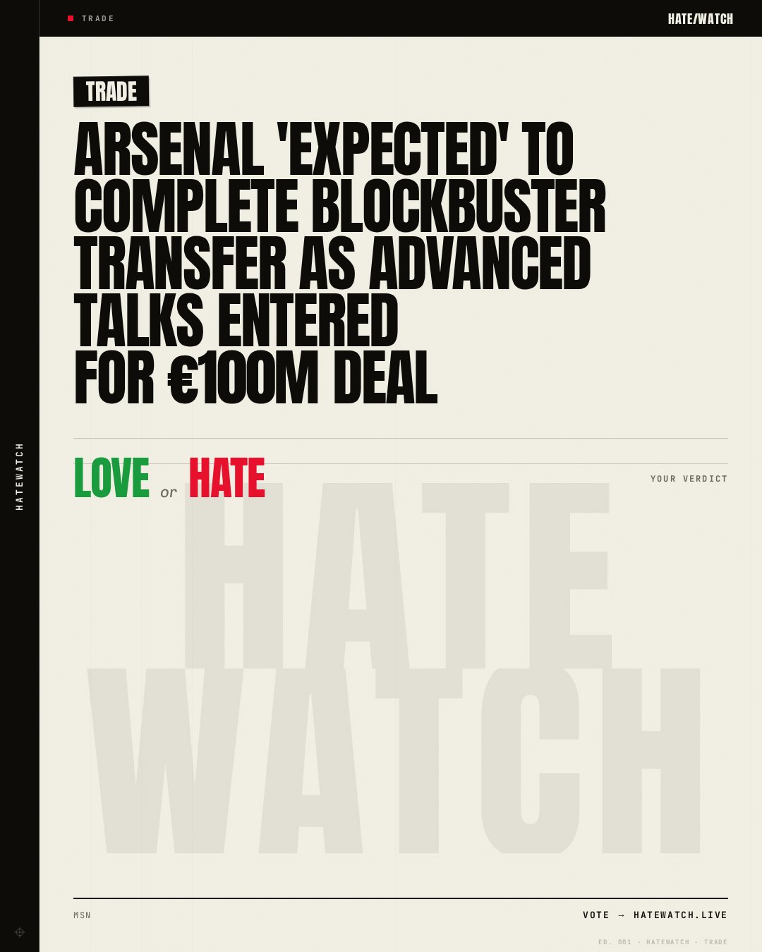 Arsenal 'expected' to complete blockbuster transfer as advanced talks entered for €100m deal