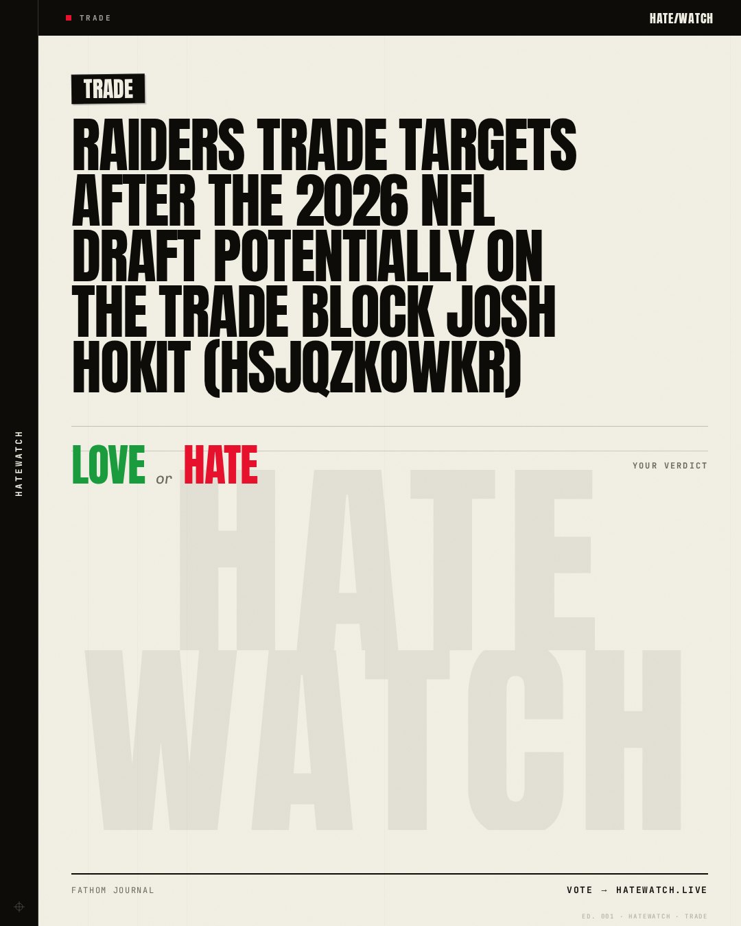 Raiders Trade Targets After The 2026 NFL Draft Potentially On The Trade Block Josh Hokit (HSjqzkowKR)