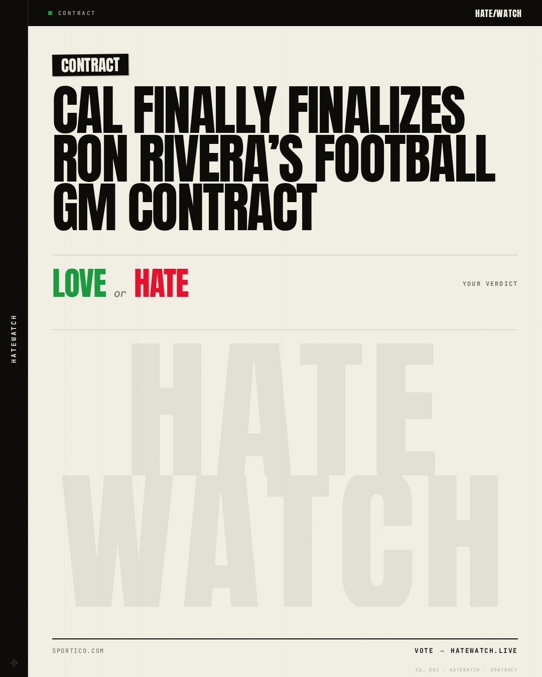 Cal Finally Finalizes Ron Rivera’s Football GM Contract