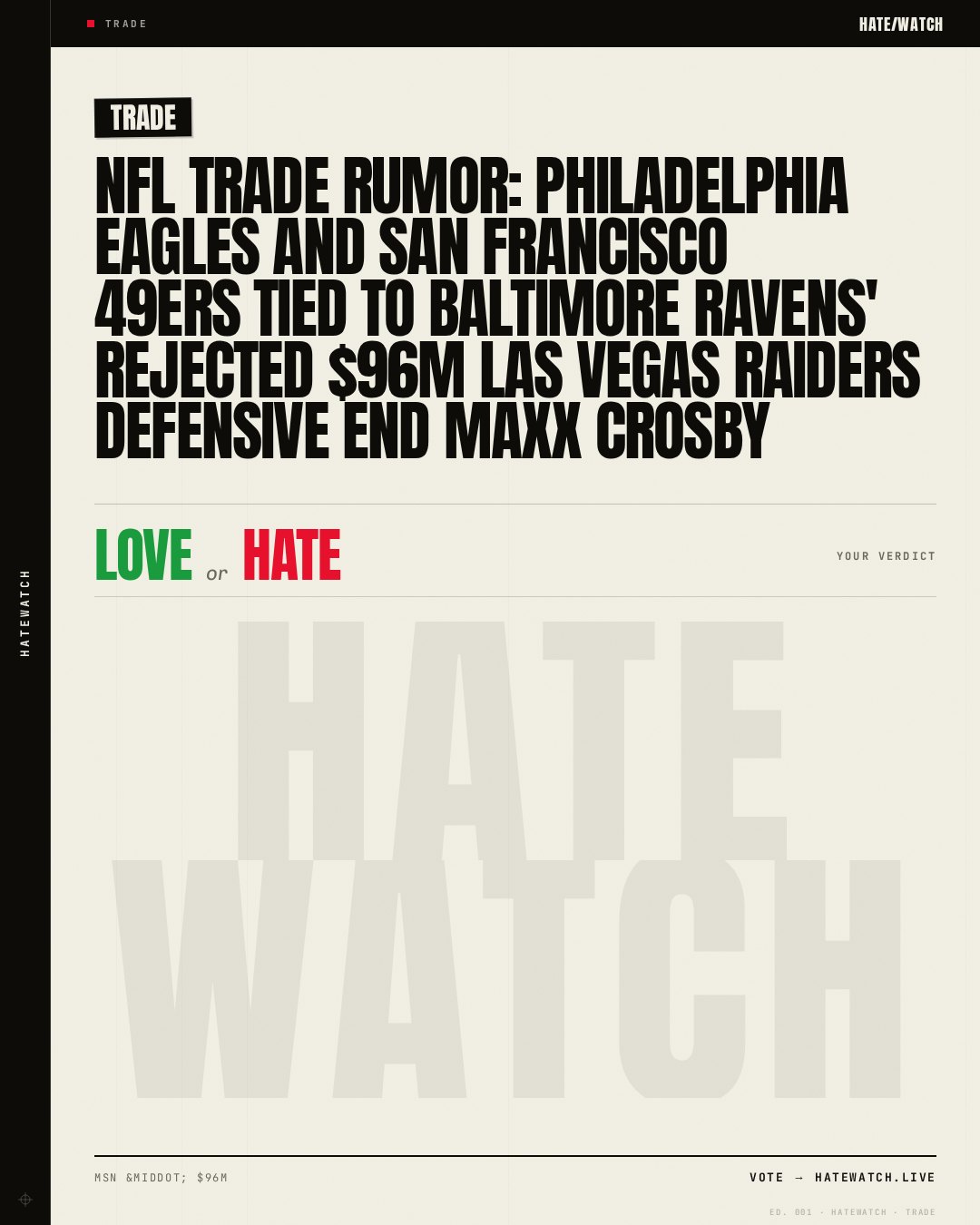 NFL trade rumor: Philadelphia Eagles and San Francisco 49ers tied to Baltimore Ravens' rejected $96M Las Vegas Raiders defensive end Maxx Crosby