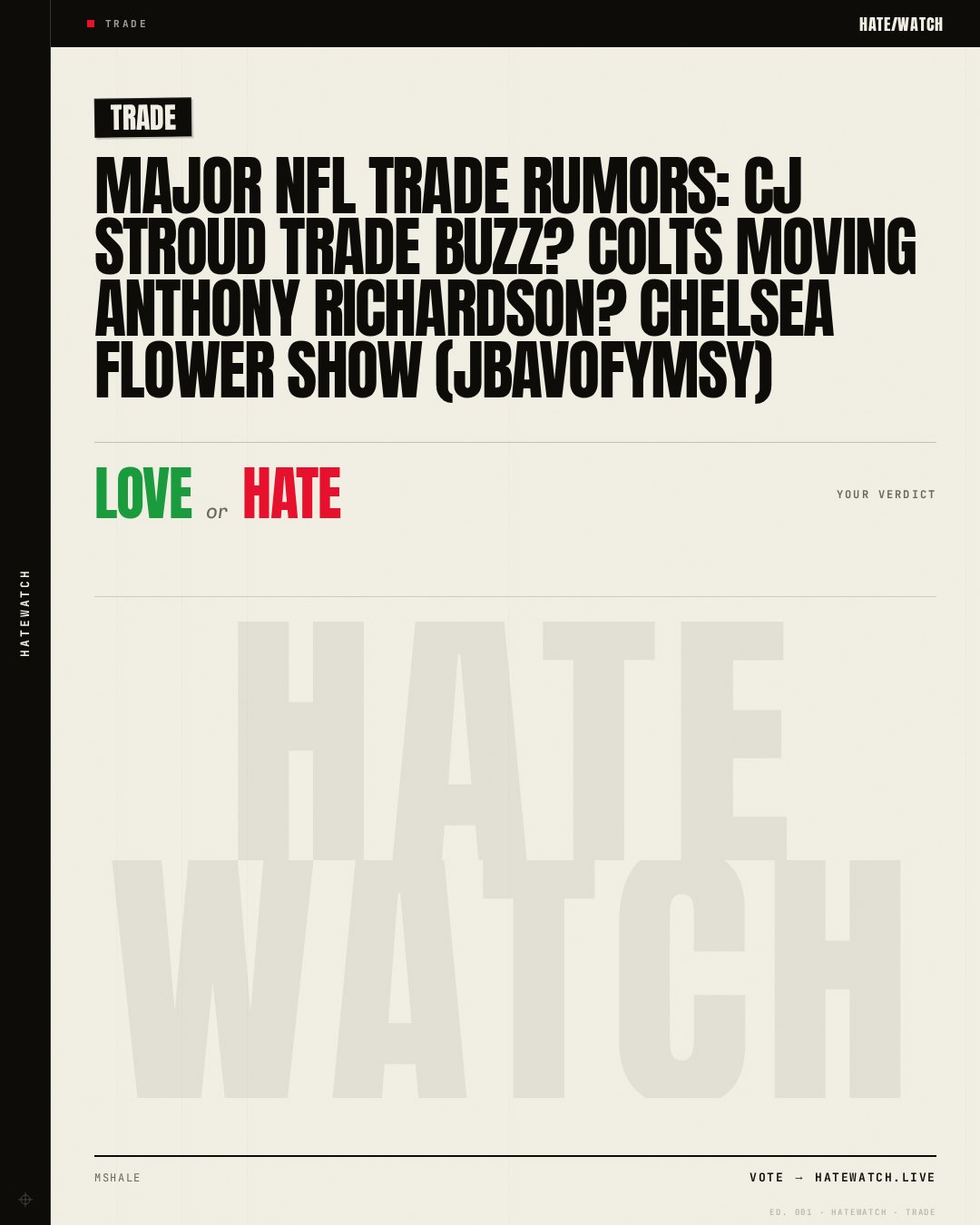 MAJOR NFL Trade Rumors: CJ Stroud Trade Buzz? Colts Moving Anthony Richardson? Chelsea Flower Show (jbavofyMsY)