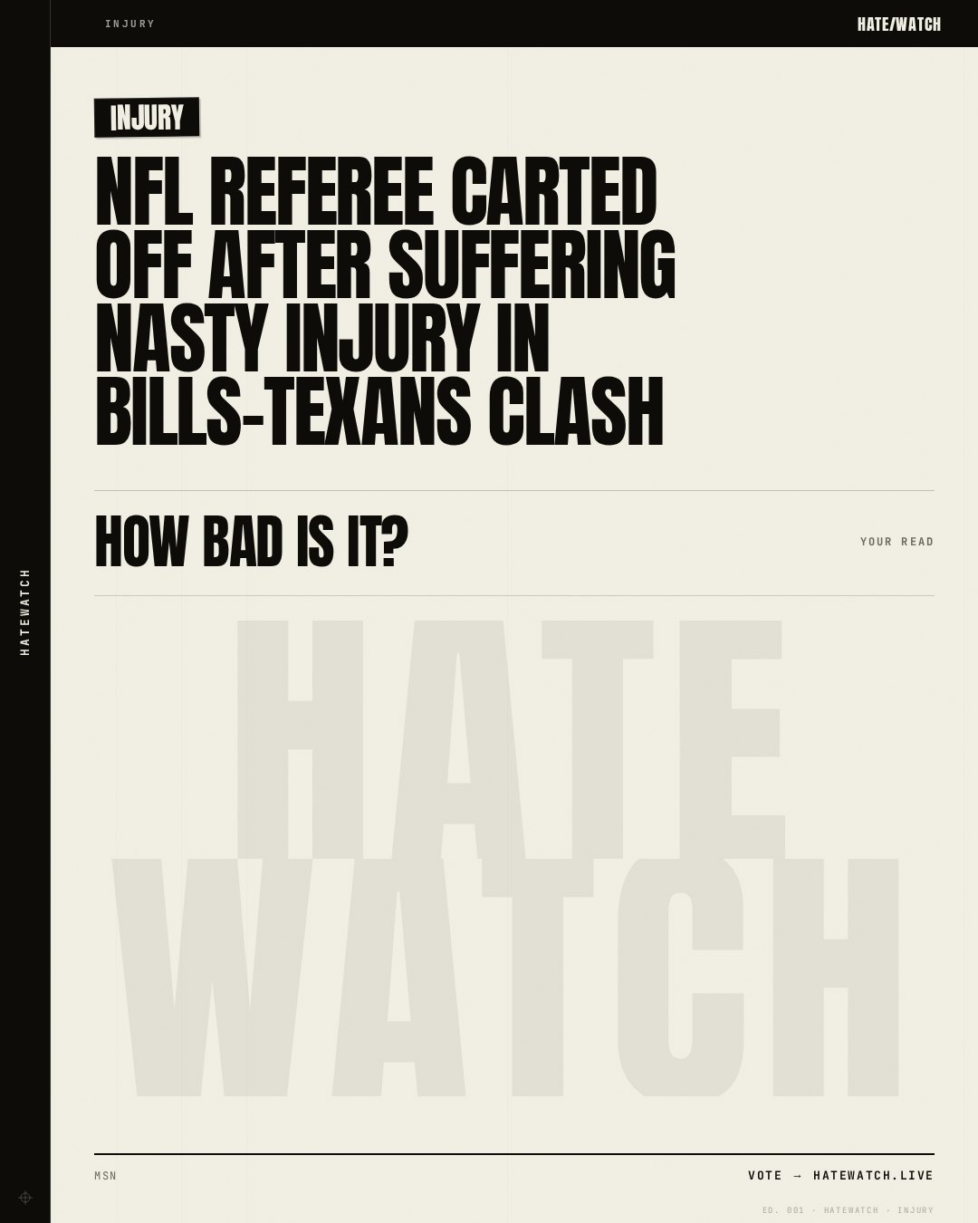 NFL referee carted off after suffering nasty injury in Bills-Texans clash