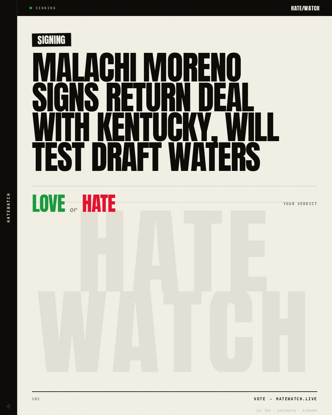 Malachi Moreno signs return deal with Kentucky, will test draft waters