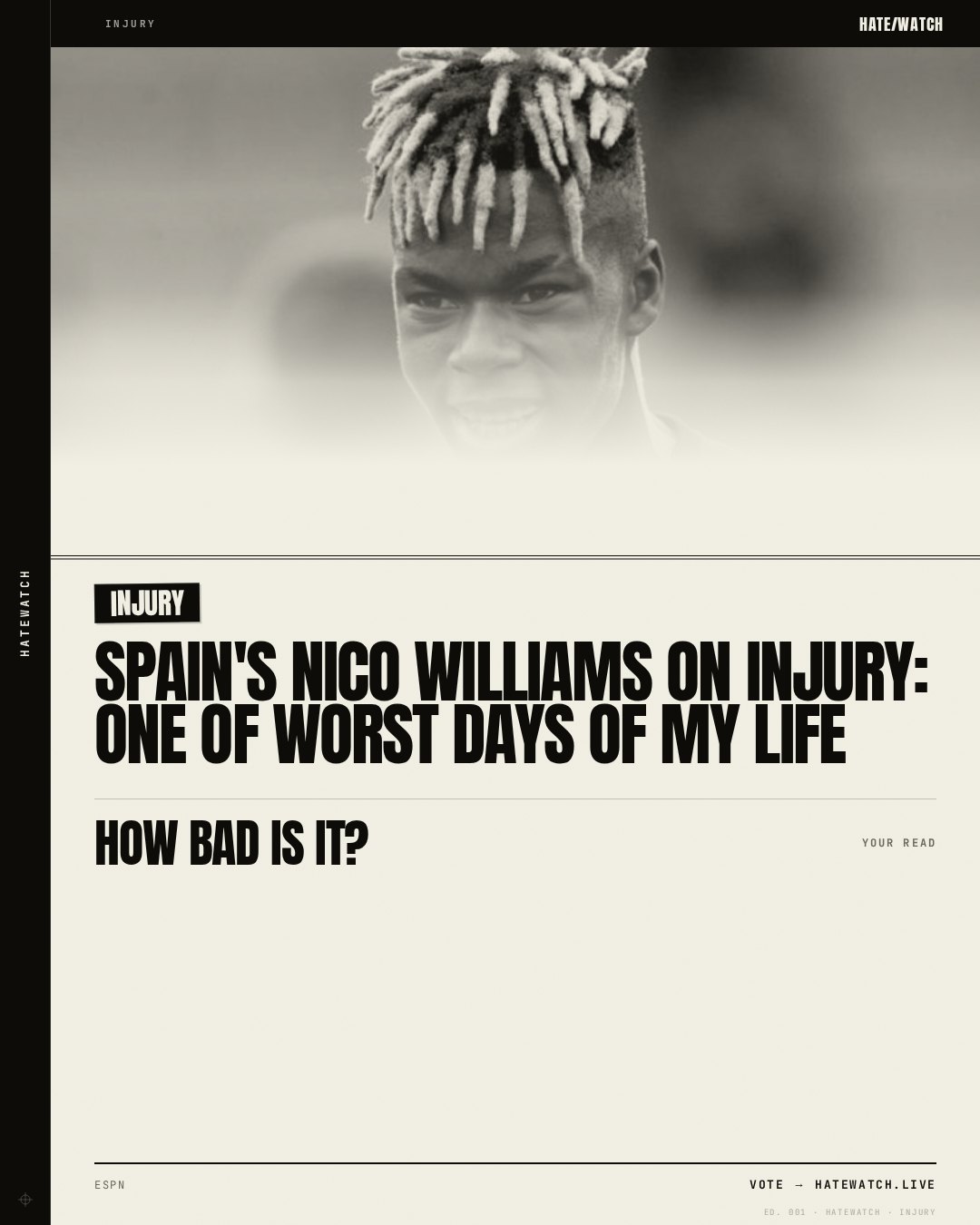 Spain's Nico Williams on injury: One of worst days of my life