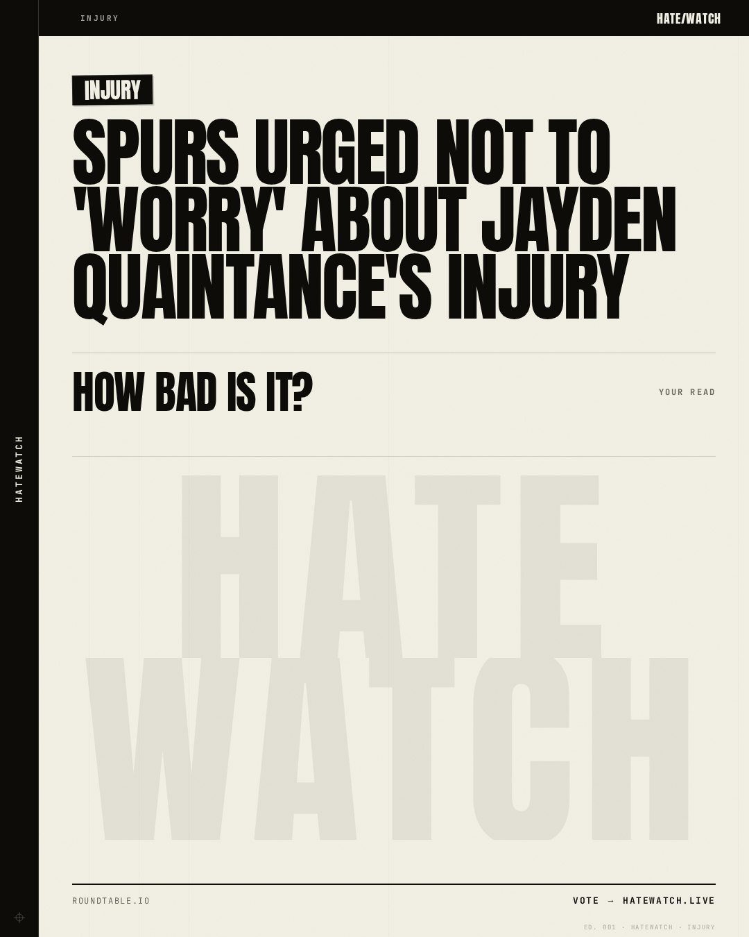 Spurs Urged Not to 'Worry' About Jayden Quaintance's Injury