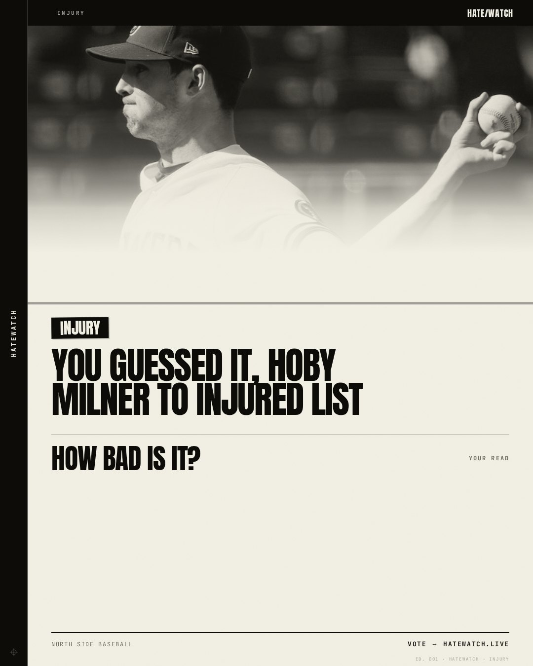 You Guessed It, Hoby Milner to Injured List
