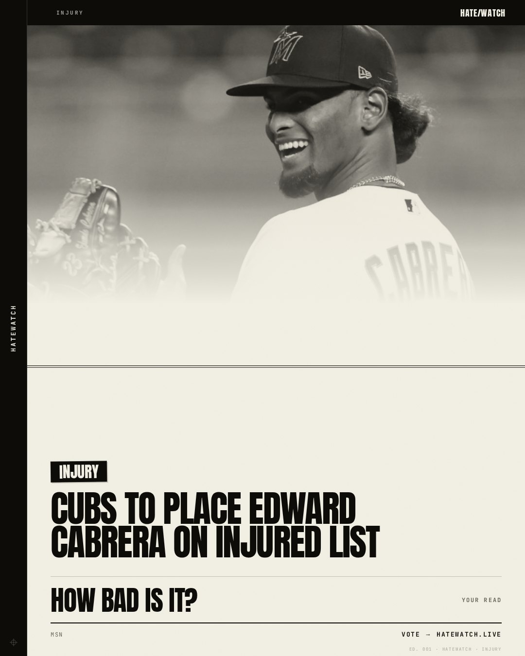 Cubs to place Edward Cabrera on injured list