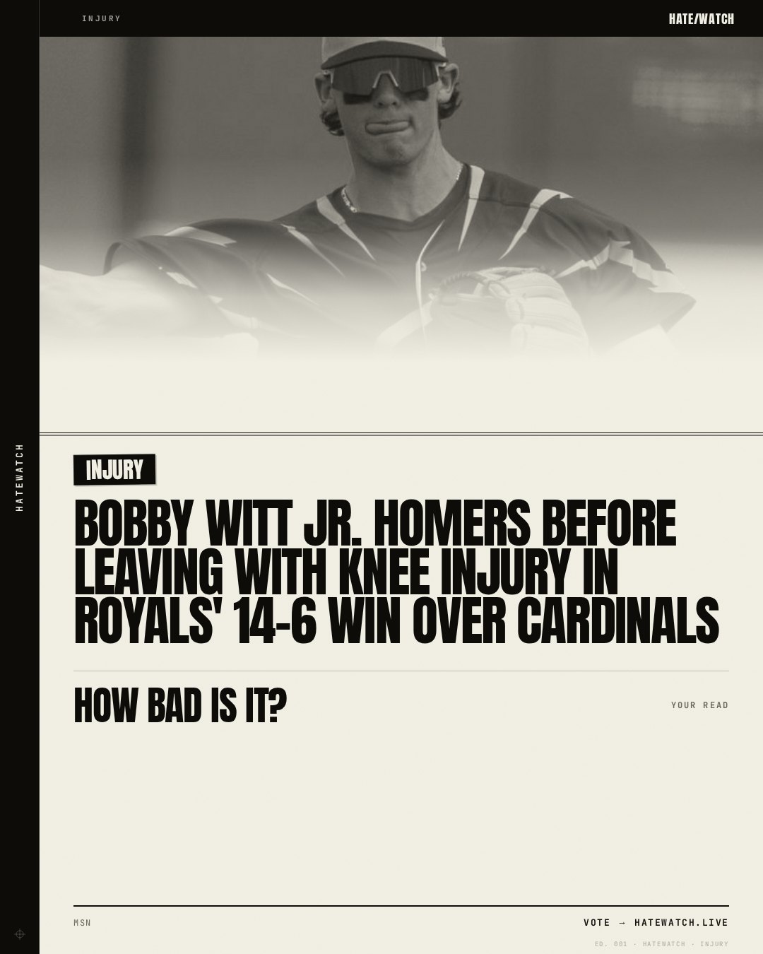 Bobby Witt Jr. homers before leaving with knee injury in Royals' 14-6 win over Cardinals
