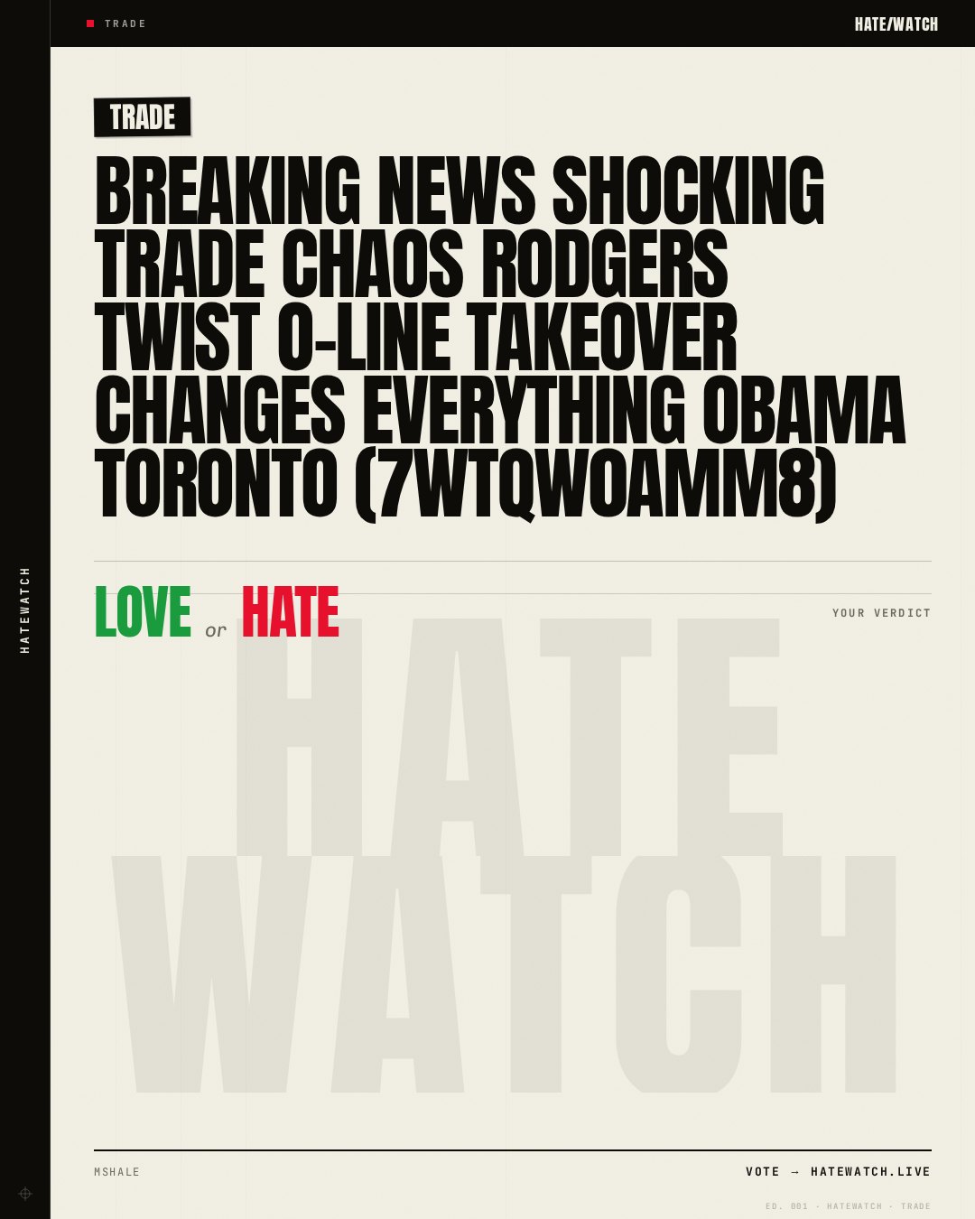 Breaking News SHOCKING Trade CHAOS Rodgers TWIST O-Line TAKEOVER Changes Everything Obama Toronto (7WTQW0amm8)
