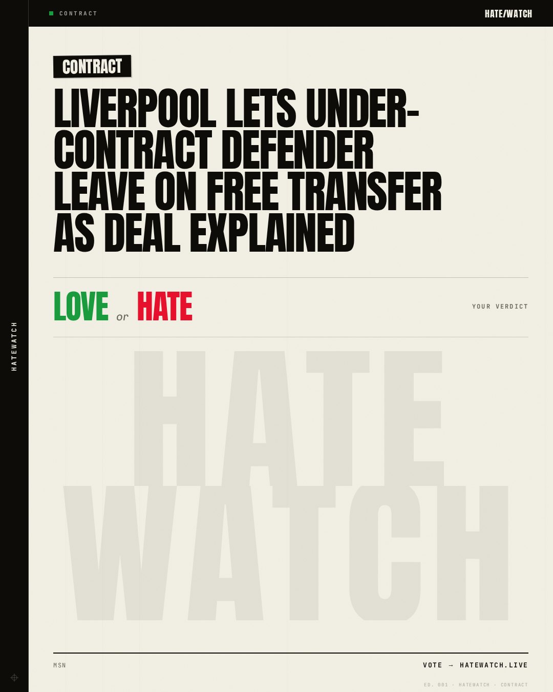 Liverpool lets under-contract defender leave on free transfer as deal explained