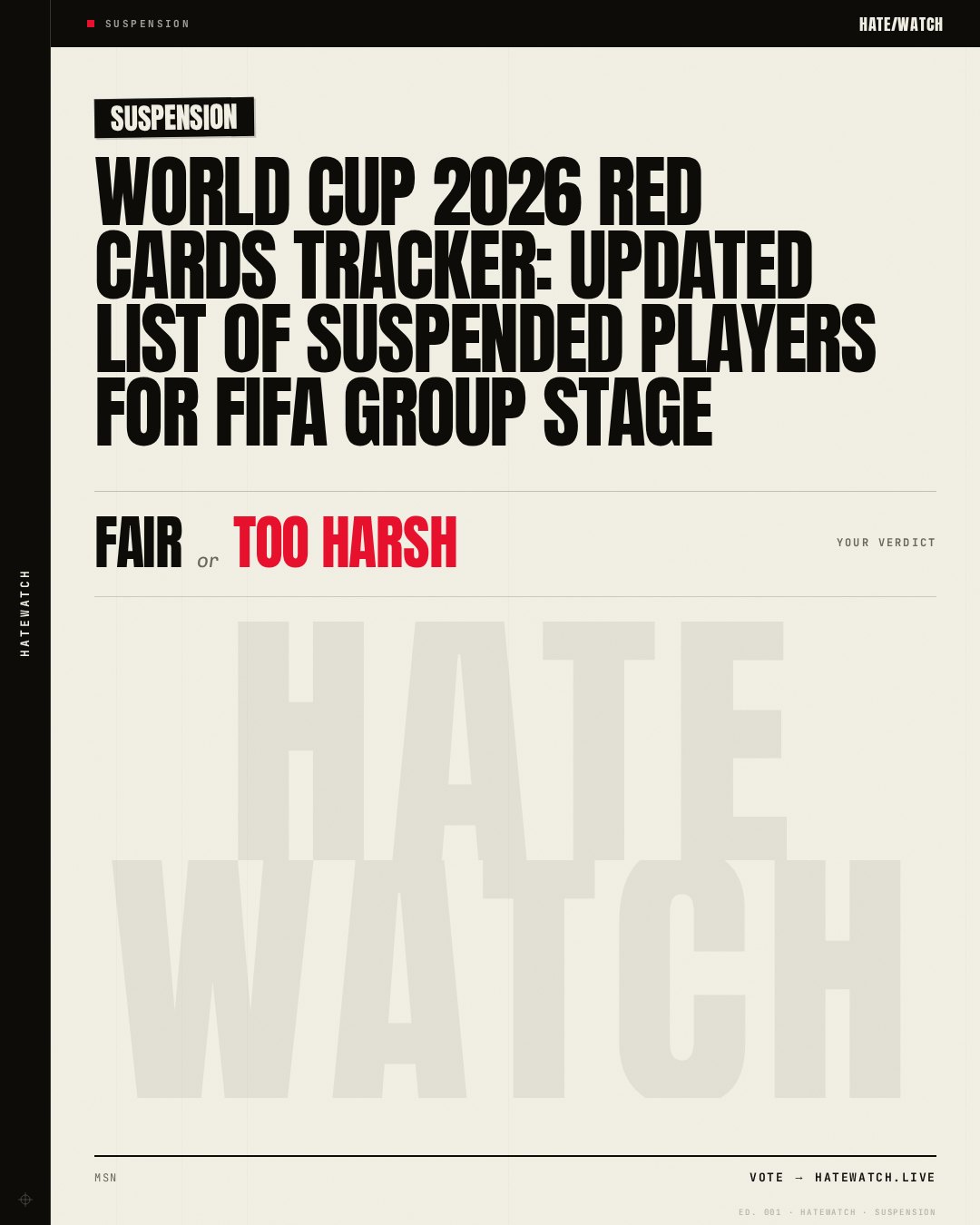 World Cup 2026 red cards tracker: Updated list of suspended players for FIFA group stage