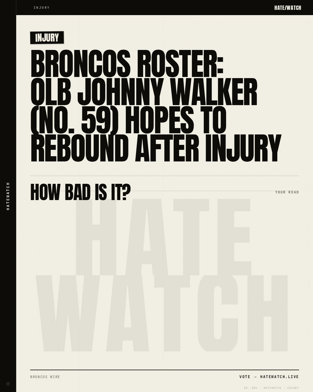Broncos roster: OLB Johnny Walker (No. 59) hopes to rebound after injury