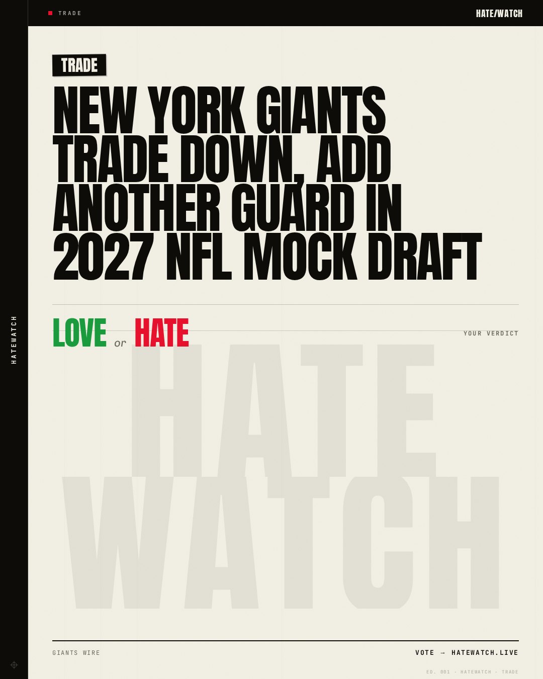 New York Giants trade down, add another guard in 2027 NFL mock draft