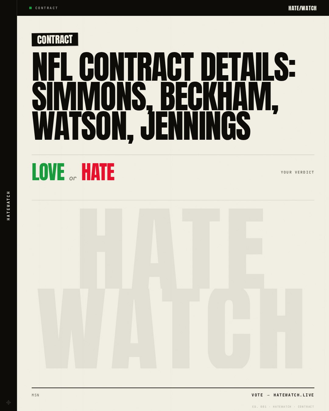 NFL contract details: Simmons, Beckham, Watson, Jennings
