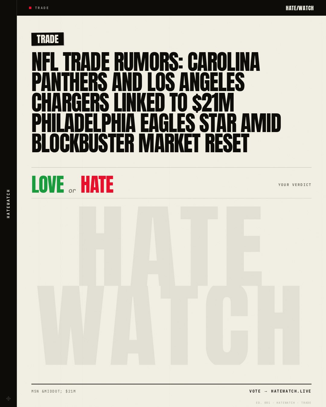 NFL trade rumors: Carolina Panthers and Los Angeles Chargers linked to $21M Philadelphia Eagles star amid blockbuster market reset