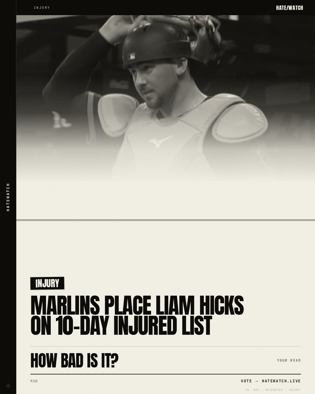 Marlins place Liam Hicks on 10-day injured list