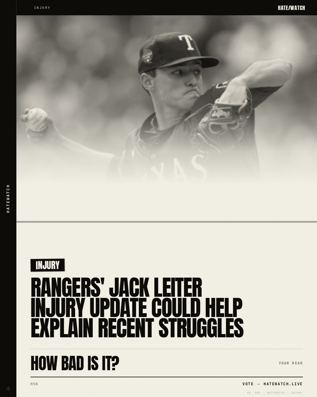Rangers' Jack Leiter injury update could help explain recent struggles