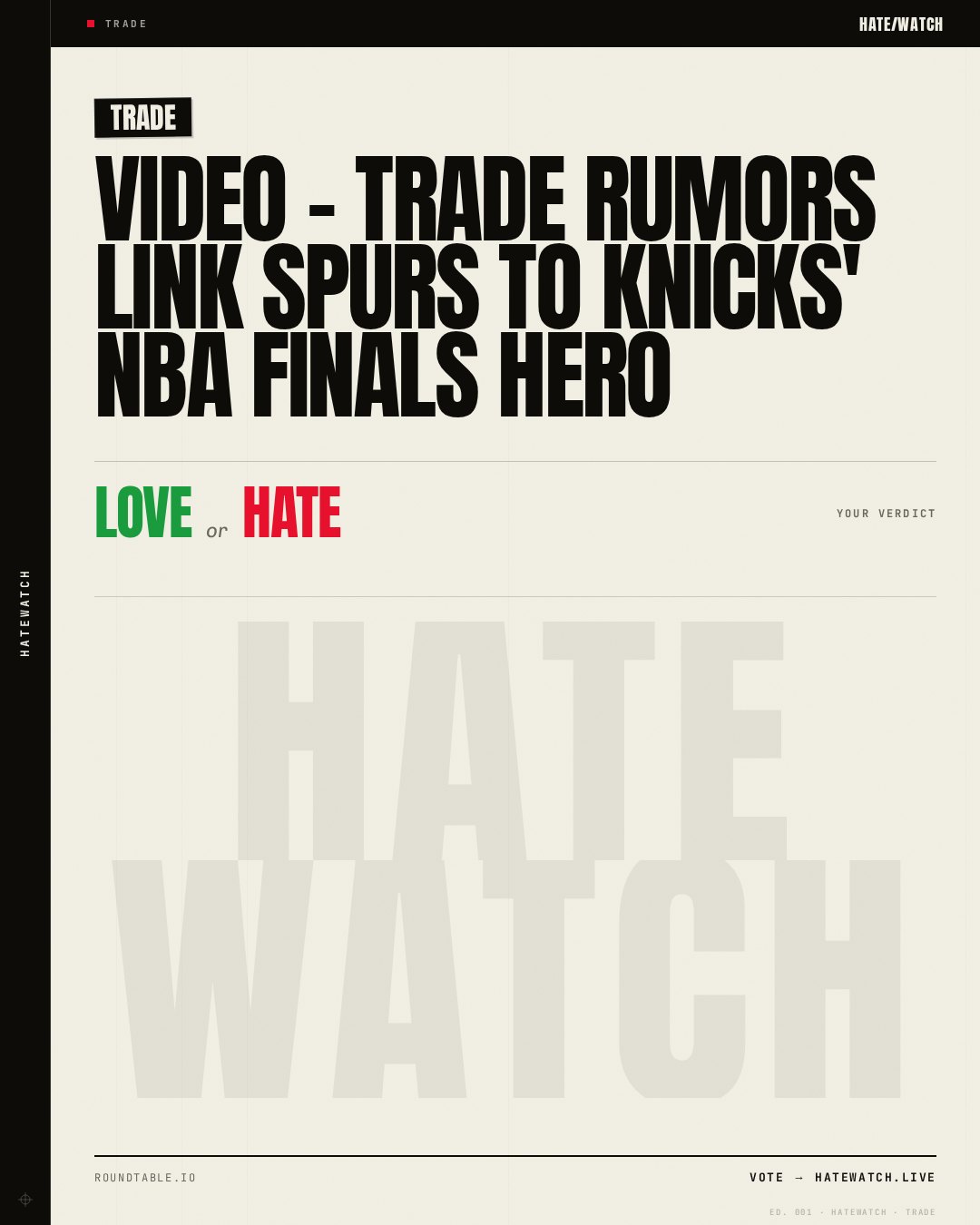 Video - Trade Rumors Link Spurs to Knicks' NBA Finals Hero