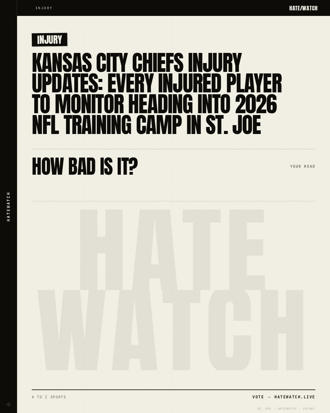 Kansas City Chiefs Injury Updates: Every injured player to monitor heading into 2026 NFL training camp in St. Joe