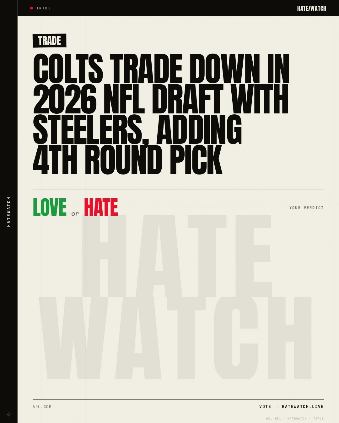 Colts trade down in 2026 NFL draft with Steelers, adding 4th round pick
